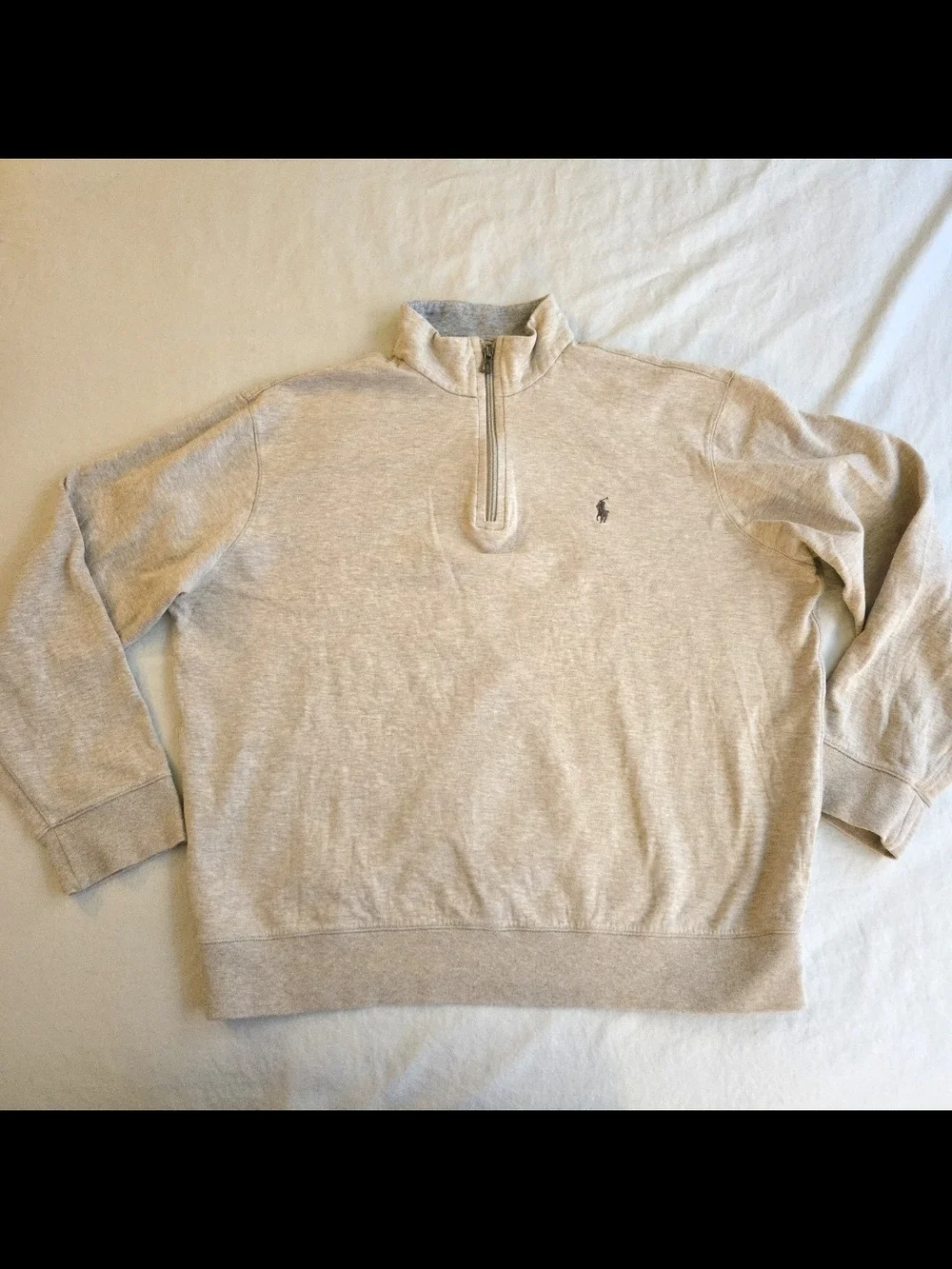 Ralph Lauren Luxury Jersey Quarter-Zip Pullover Dune Oatmeal Heather EB3